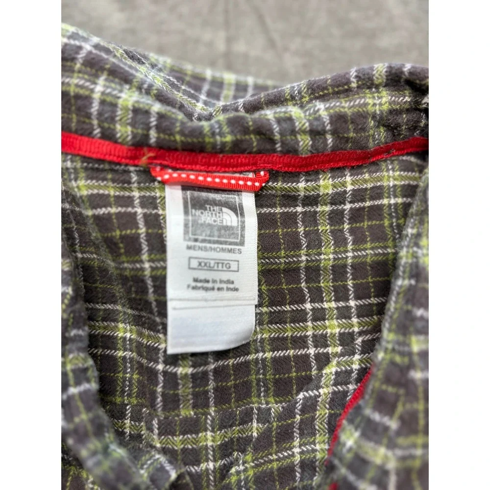 The North Face‎ Plaid Flannel Button Up Shirt Mens XXL Green Brown Long Sleeve